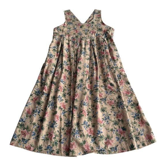 Laura Ashley Dresses & Skirts - Laura Ashley VTG Cotton Wool Blend Cottage Floral Pinafore Overall Long Dress M
